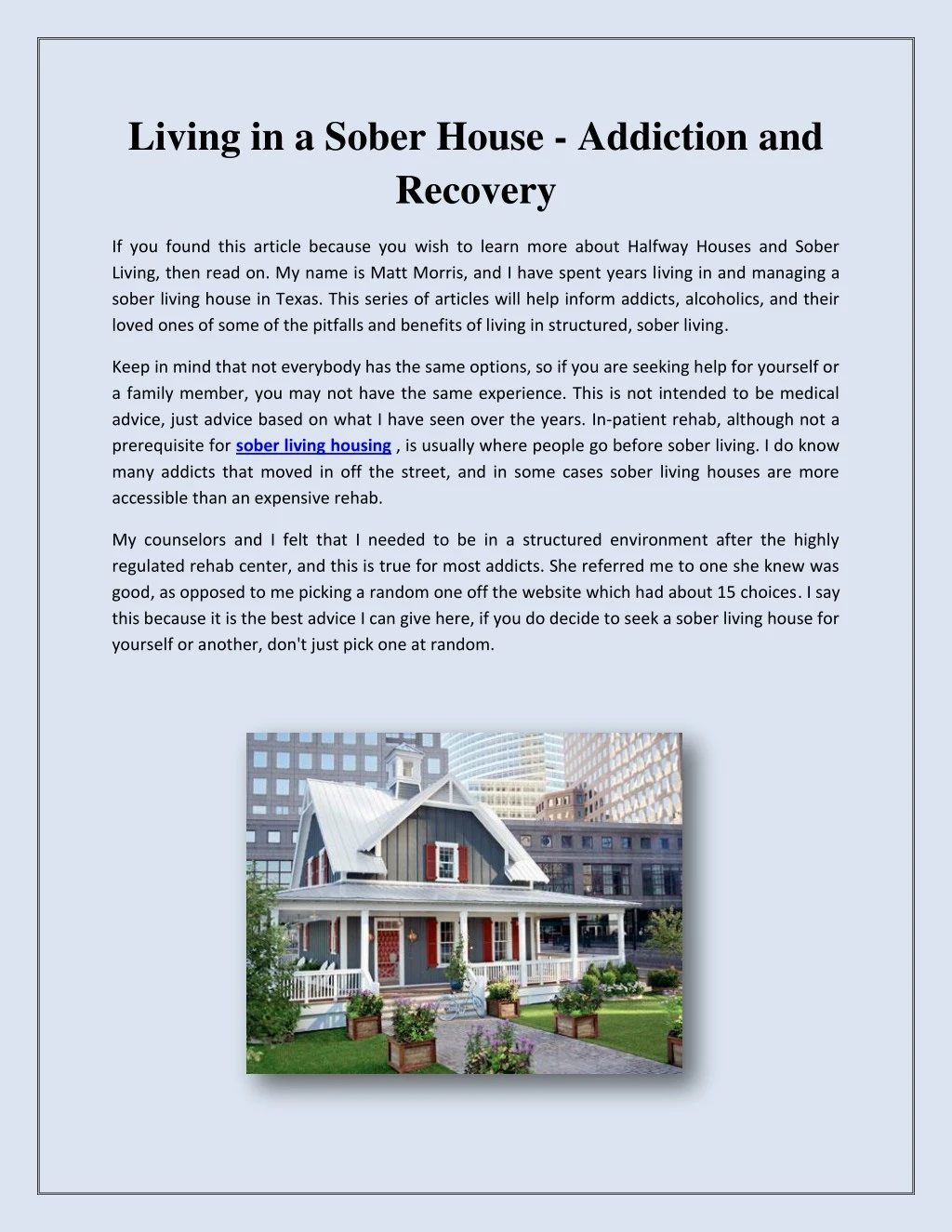 living in a sober house addiction and recovery