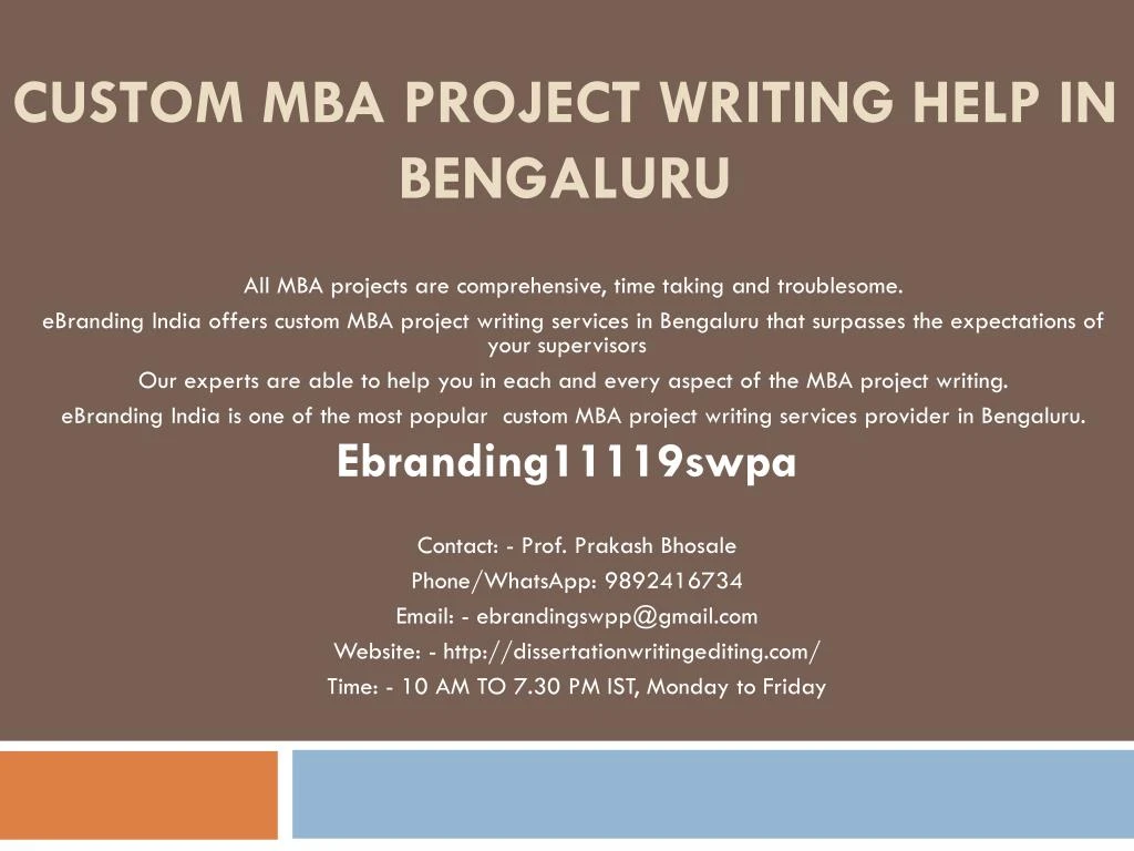 custom mba project writing help in bengaluru
