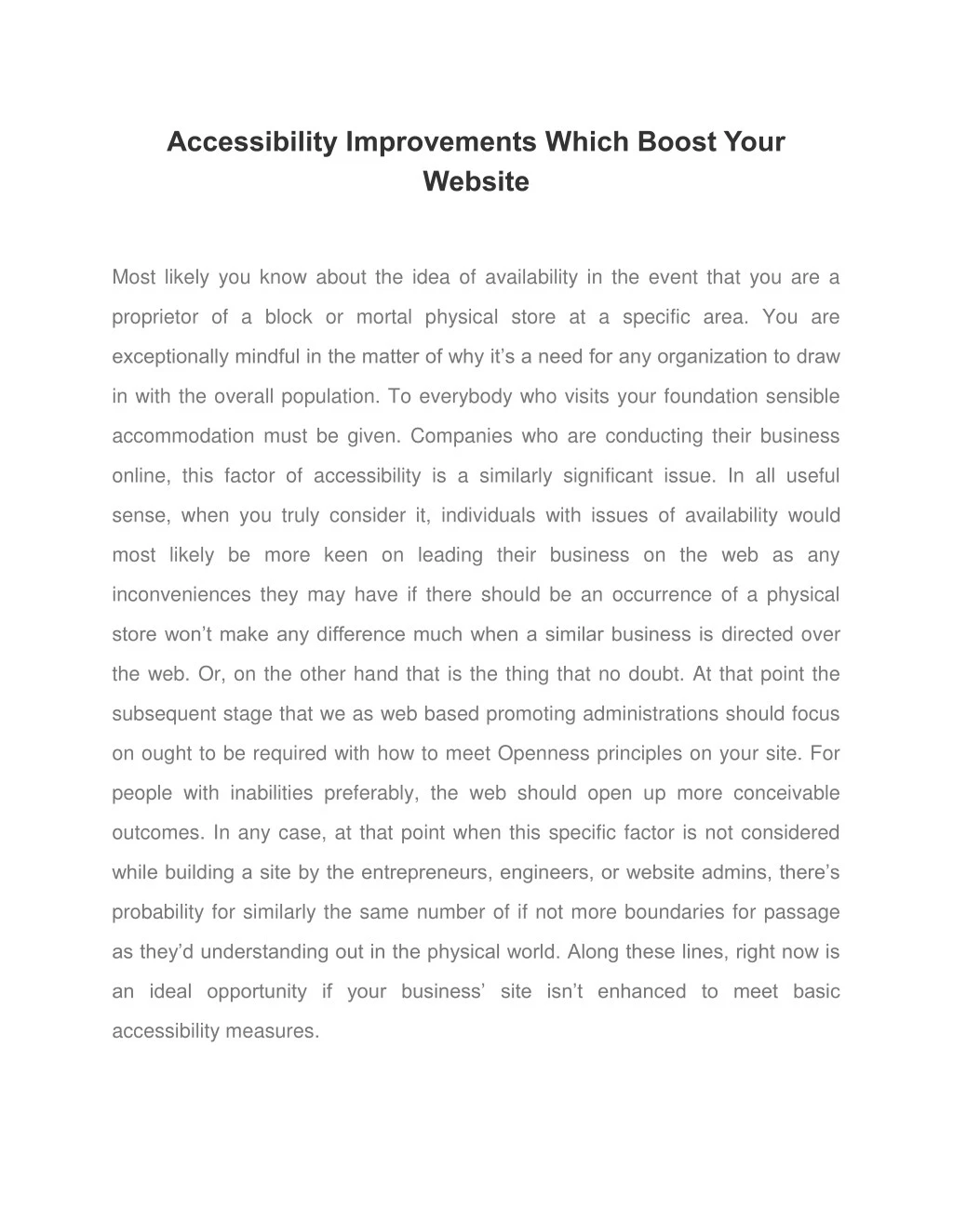 accessibility improvements which boost your