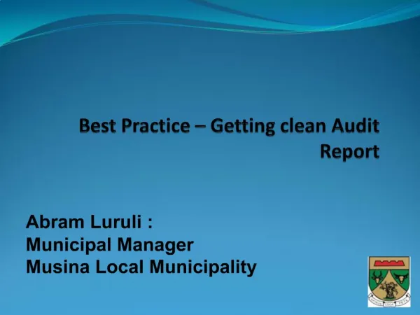 Best Practice Getting clean Audit Report