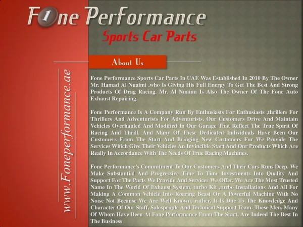 Sports Car Parts l Fone Performance