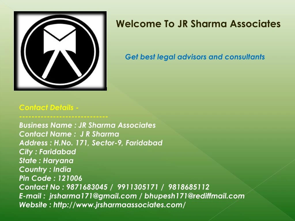 welcome to jr sharma associates