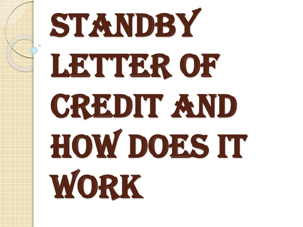 standby letter of credit and how does it work
