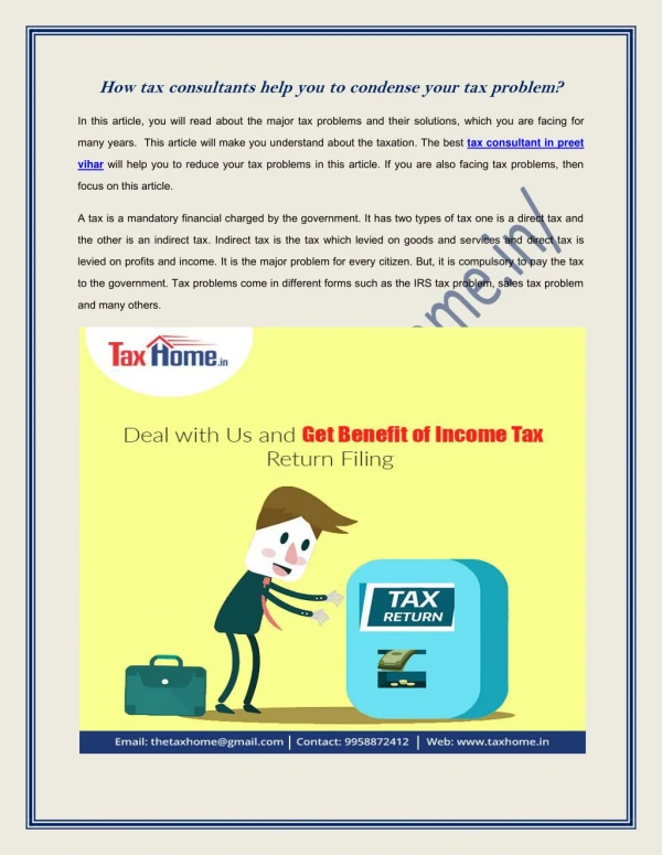 How tax consultants help you to condense your tax problem - Tax Home