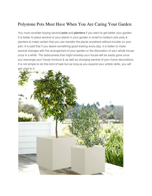 Polystone Pots Must Have When You Are Caring Your Garden