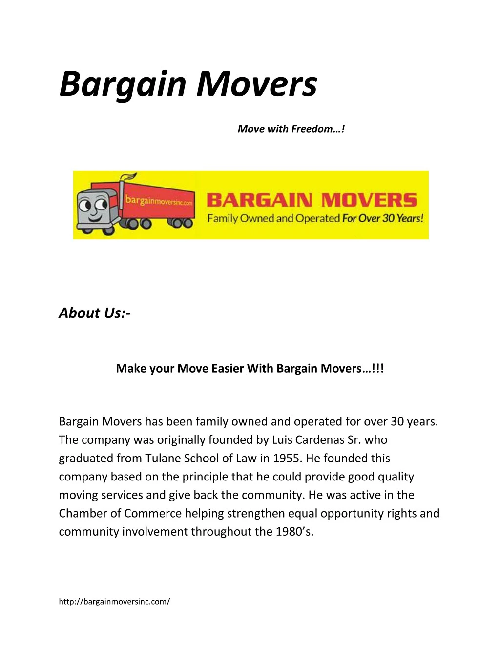 bargain movers