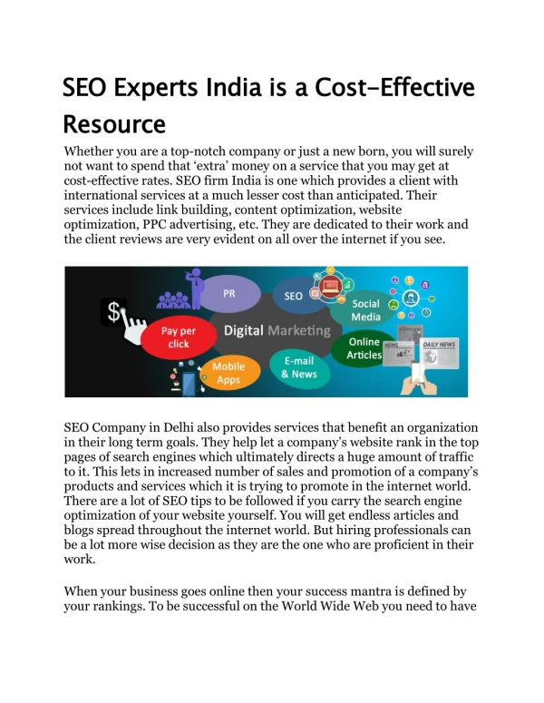 SEO Experts India is a Cost-Effective Resource