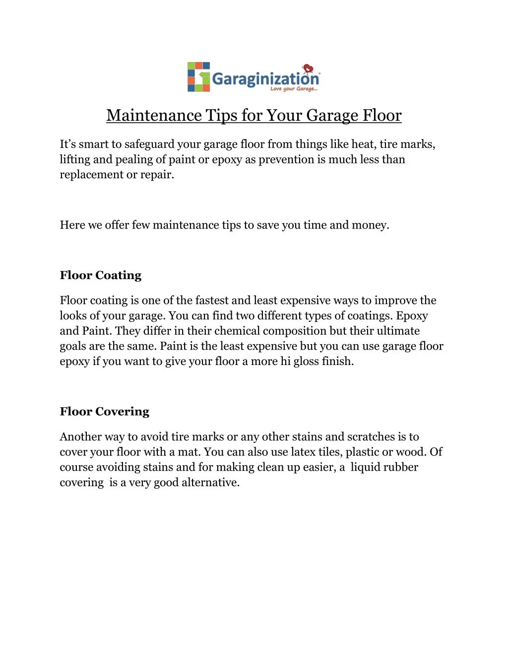 maintenance tips for your garage floor