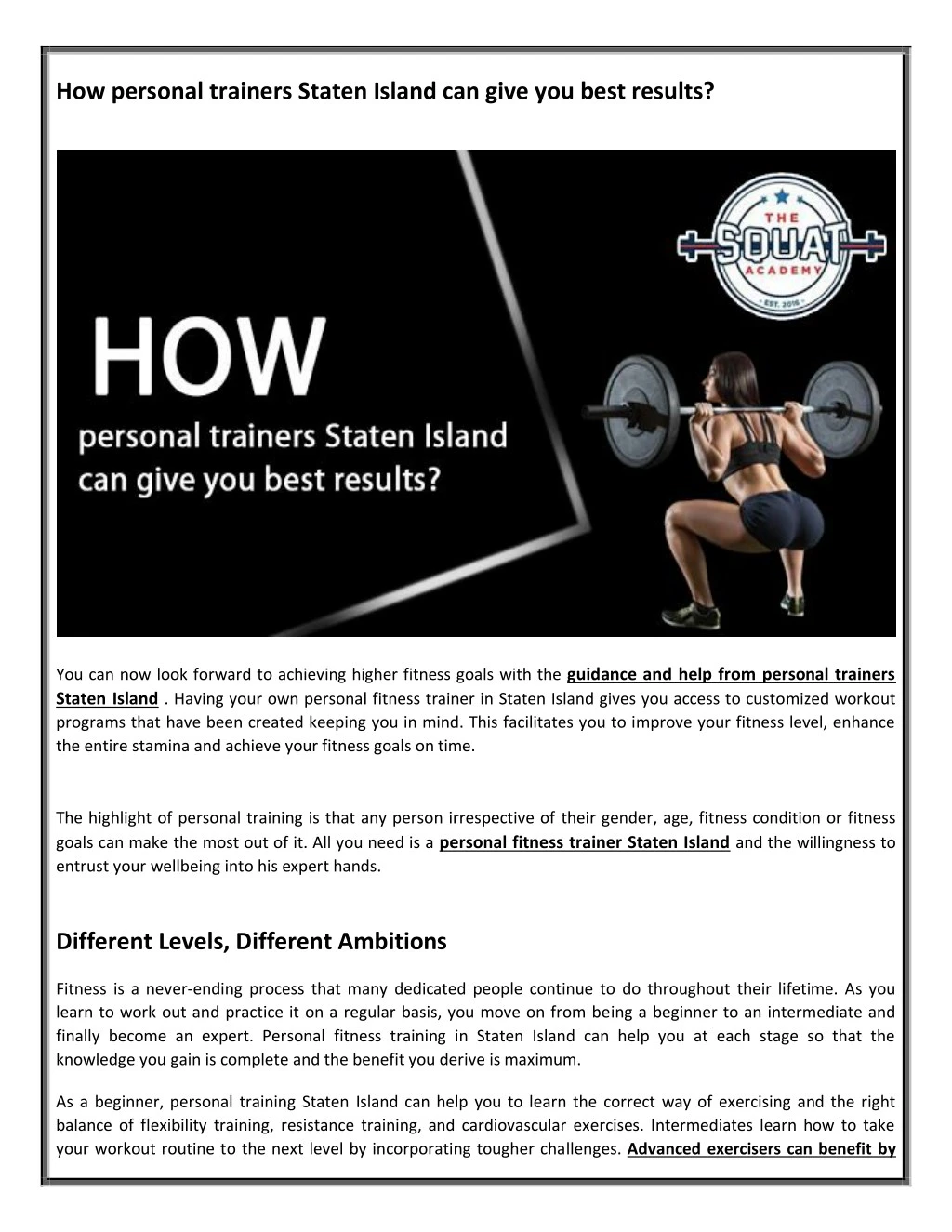 how personal trainers staten island can give