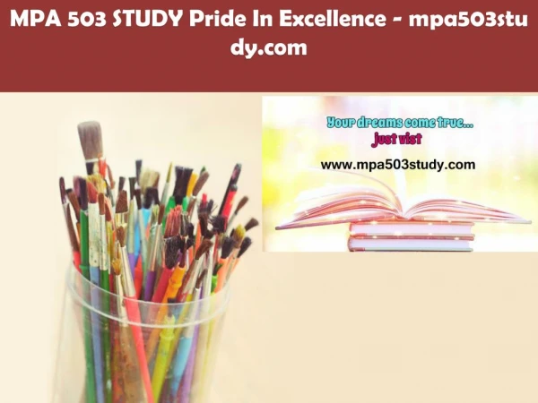 MPA 503 STUDY Pride In Excellence /mpa503study.com