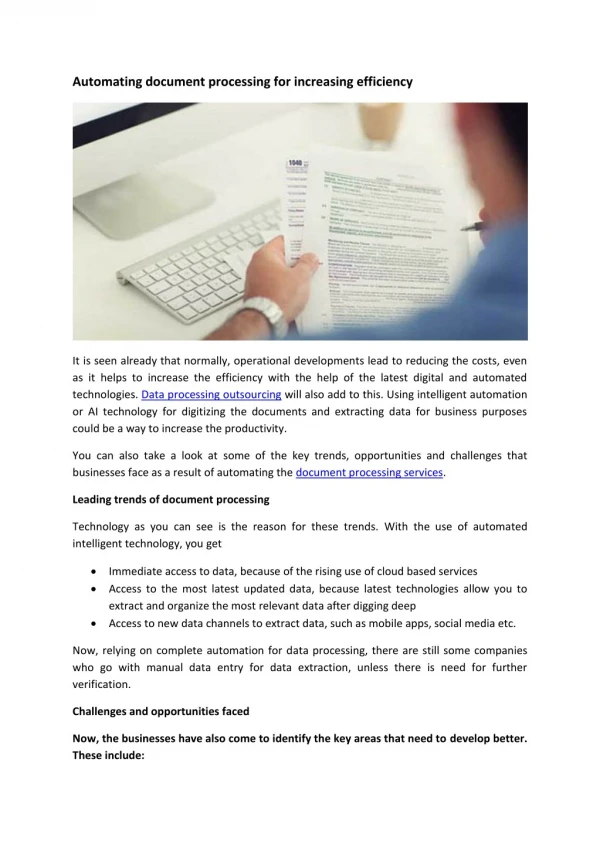 Automating document processing for increasing efficiency-offline article