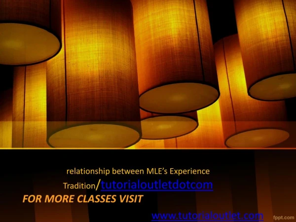 relationship between MLE’s Experience Tradition/tutorialoutletdotcom
