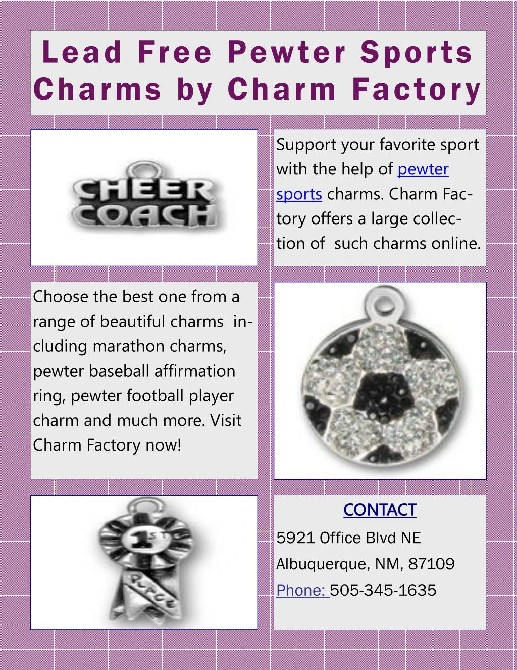 lead free pewter sports charms by charm factory