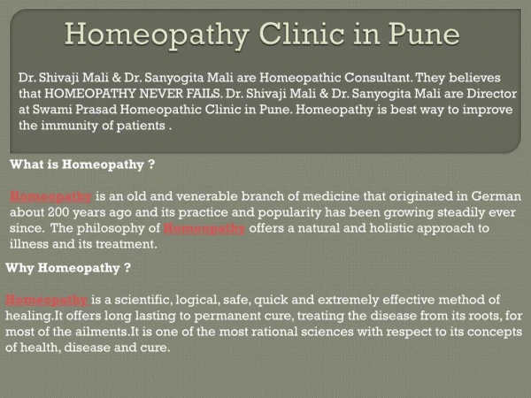 Homeopathy Clinic in Pune - Swami Prasad Homeopathic Clinic