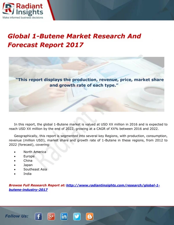 Global 1-Butene Market Research And Forecast Report 2017