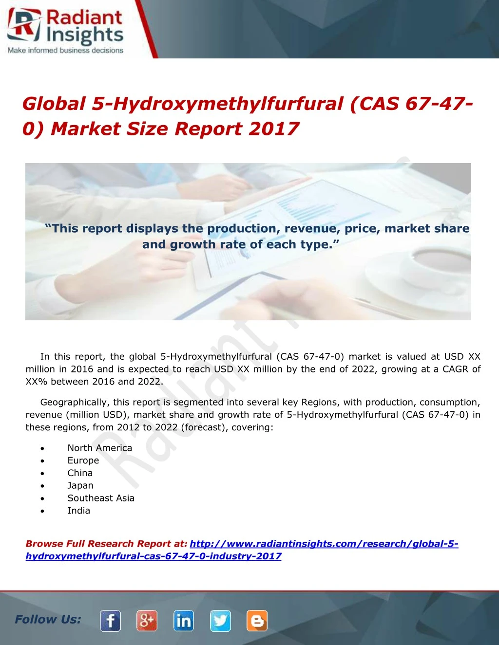 global 5 hydroxymethylfurfural cas 67 47 0 market