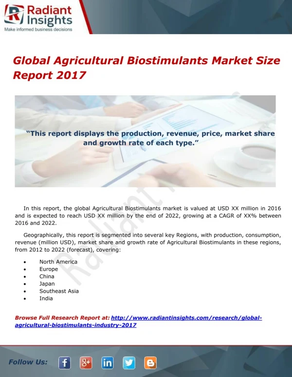 Global Agricultural Biostimulants Market Size Report 2017