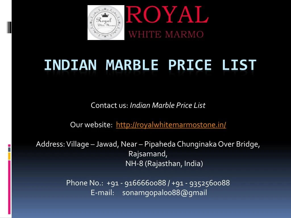 indian marble price list