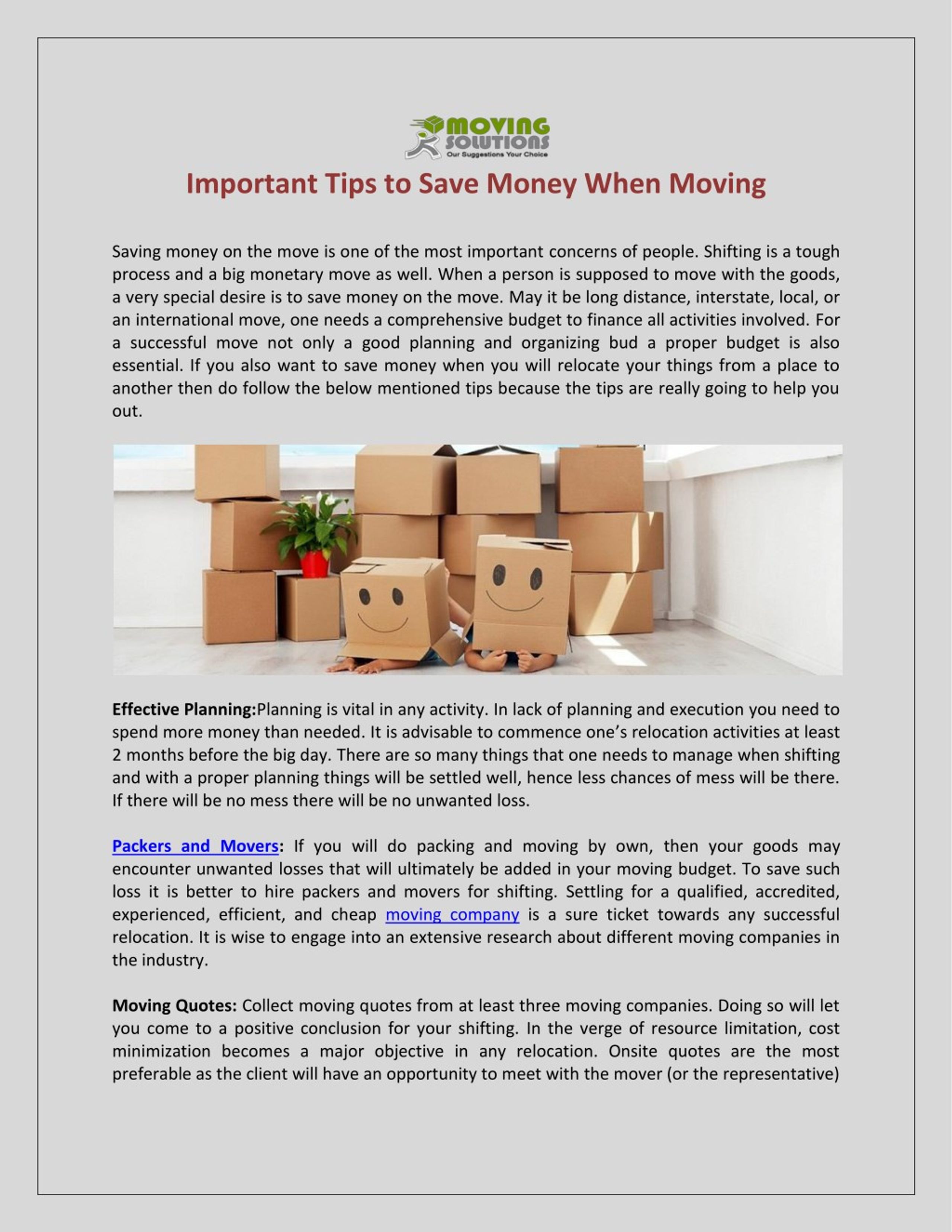 PPT - Important Tips to Save Money When Moving PowerPoint Presentation ...