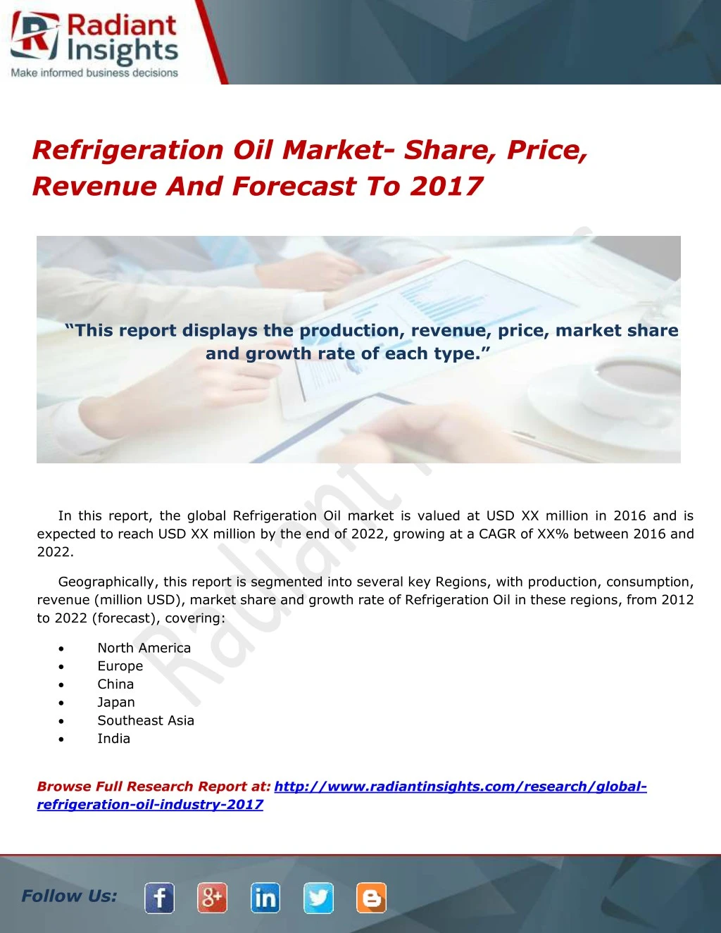 refrigeration oil market share price revenue