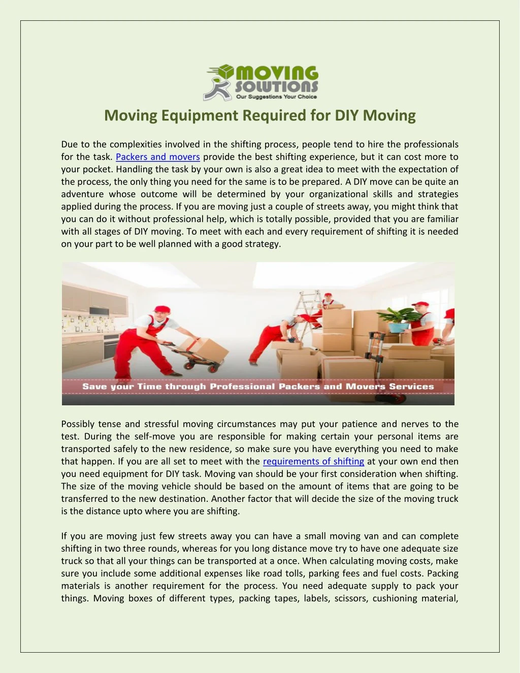 moving equipment required for diy moving