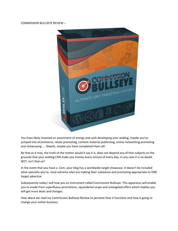 COMMISSION BULLSEYE REVIEW - TRUTH REVIEW AND BONUSES FROM USER