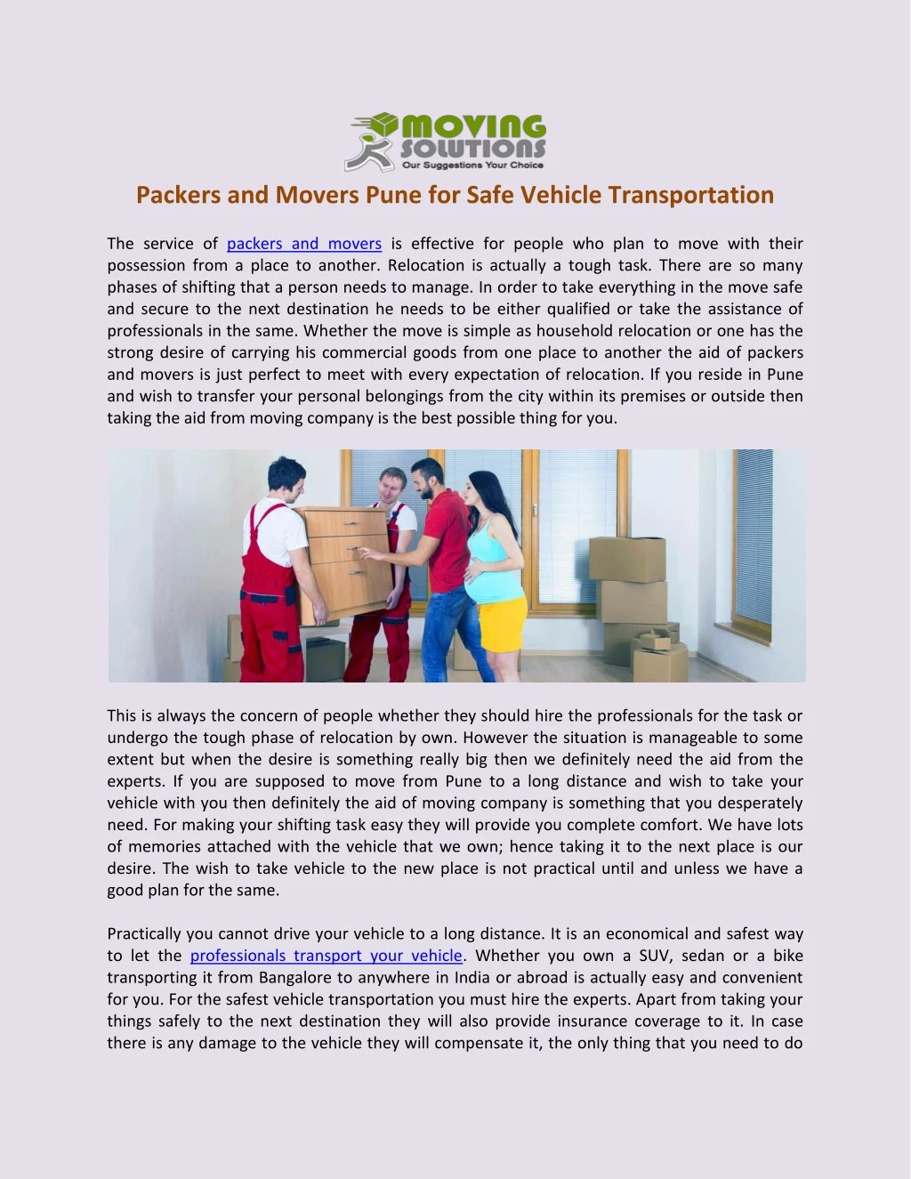 packers and movers pune for safe vehicle