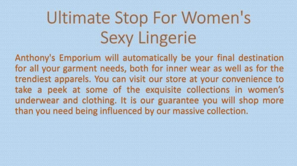Ultimate Stop For Women's Sexy Lingerie