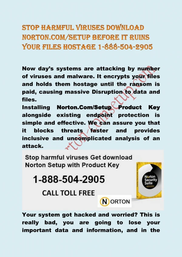 Stop harmful viruses download Norton.com/setup product key before it ruins your files hostage 1 888-504-2905