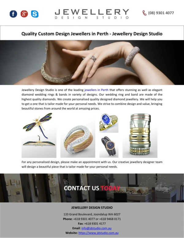 Quality Custom Design Jewellers in Perth - Jewellery Design Studio