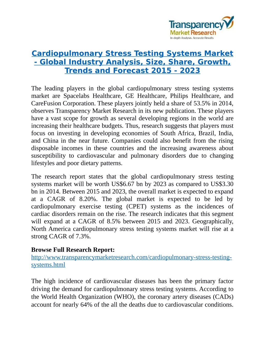 cardiopulmonary stress testing systems market