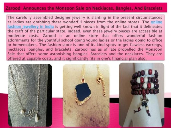 Zarood Announces the Monsoon Sale on Necklaces, Bangles, And Bracelets