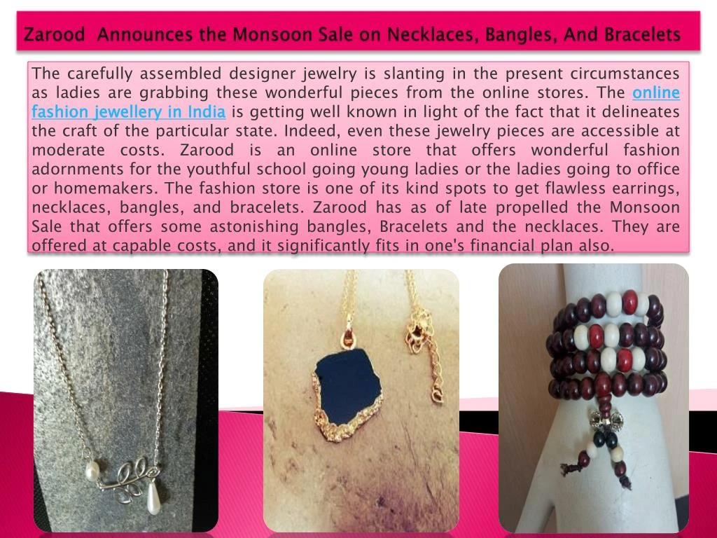 zarood announces the monsoon sale on necklaces bangles and bracelets