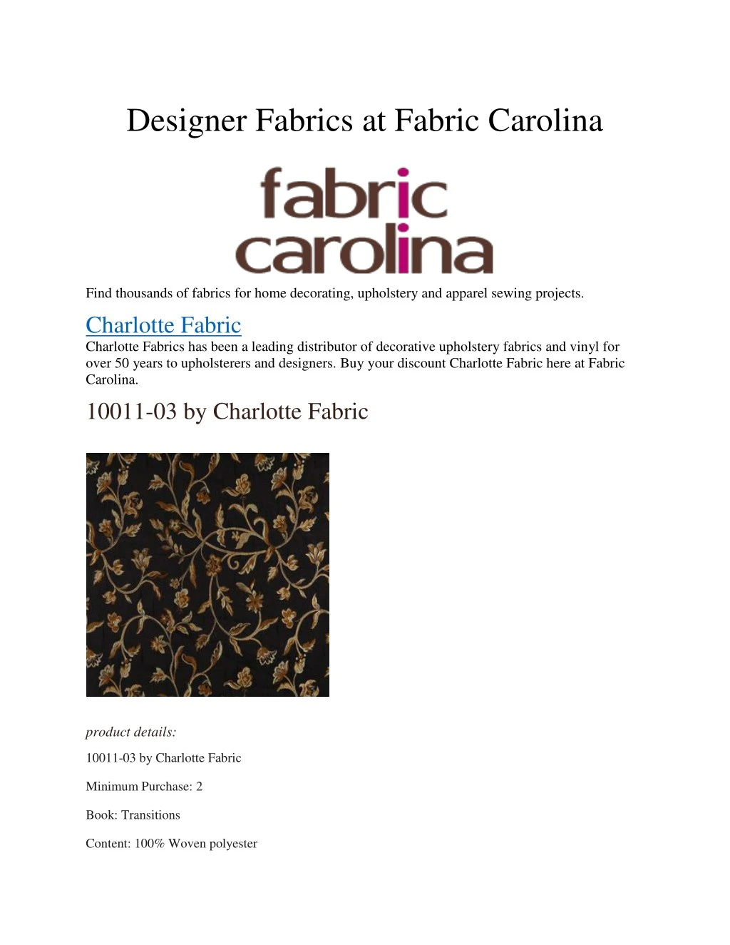 designer fabrics at fabric carolina