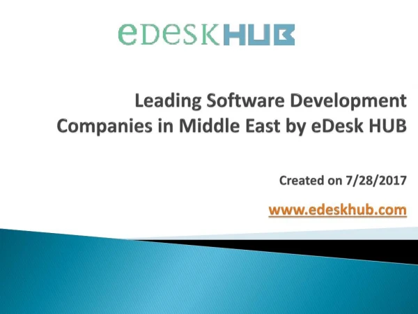 Top Software Development Companies in Middle East - 2017 | eDesk HUB