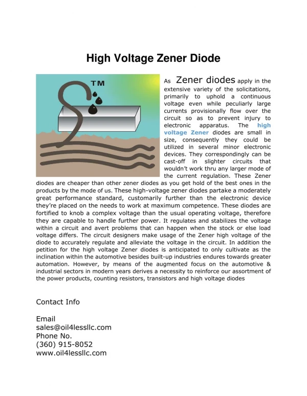 High voltage zener diodes