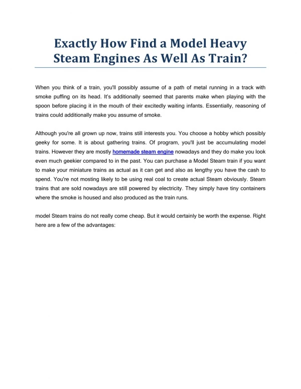 The Story of the Modest Heavy Steam Engine