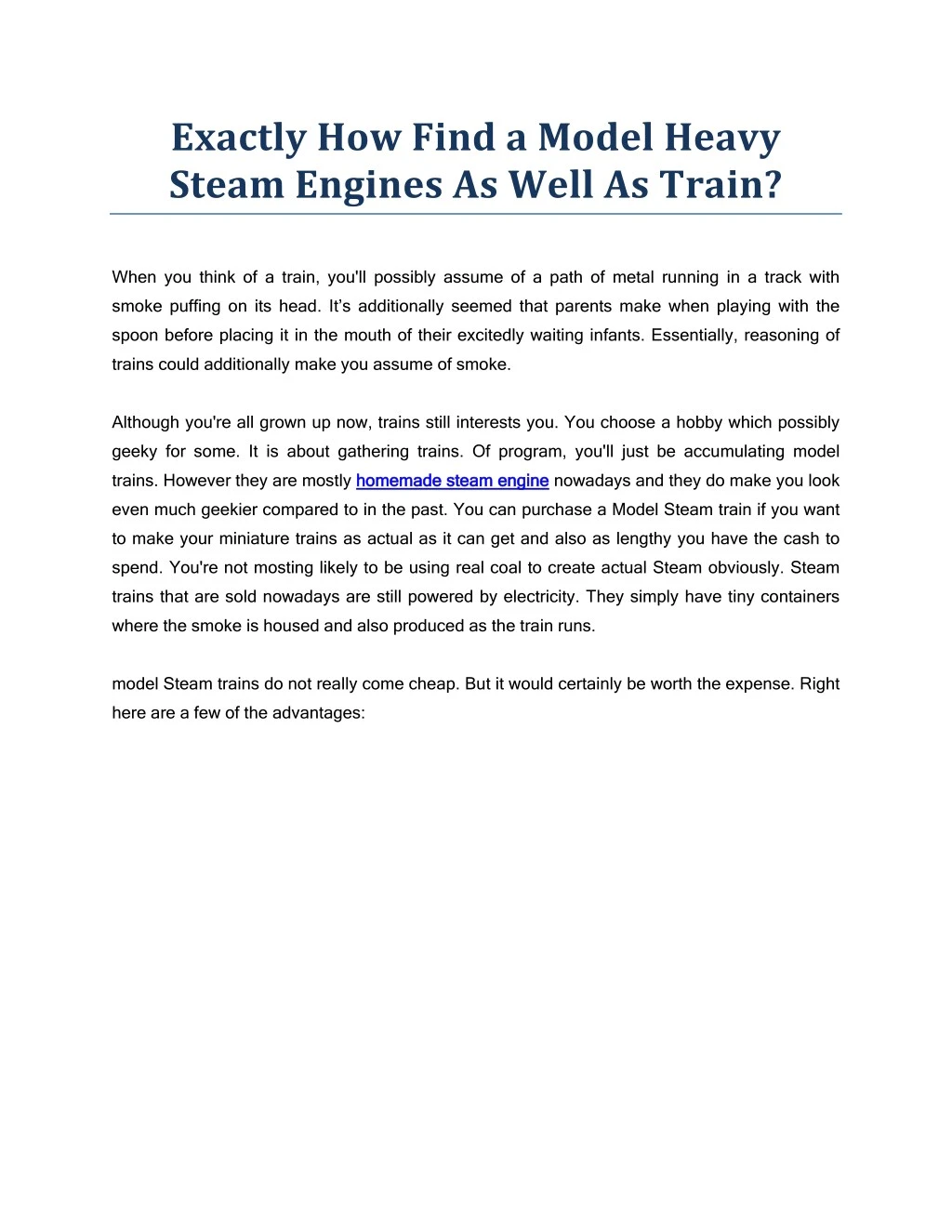 exactly how find a model heavy steam engines