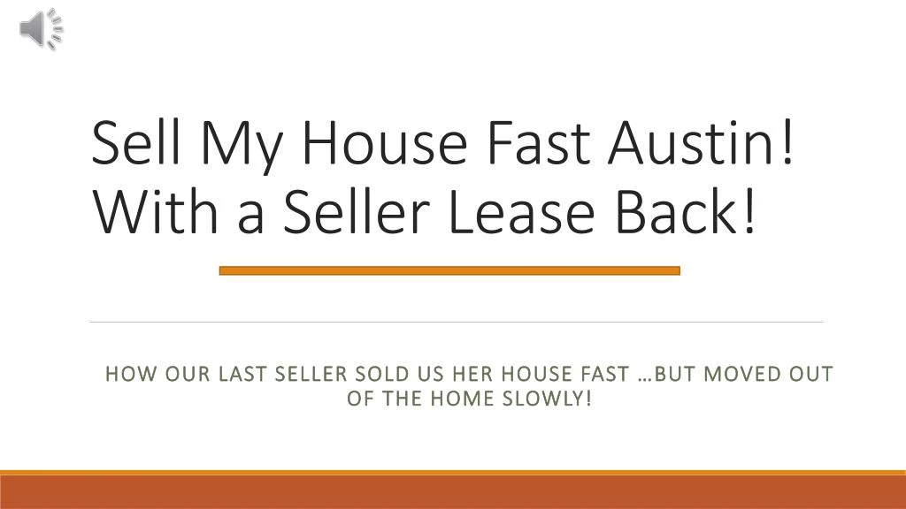 sell my house fast austin with a seller lease back