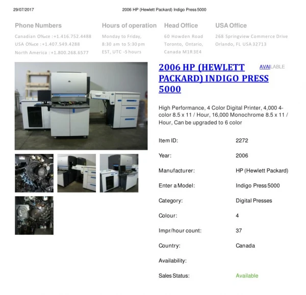 Buy Used 2006 HP (HEWLETT PACKARD) INDIGO PRESS 5000 Machine