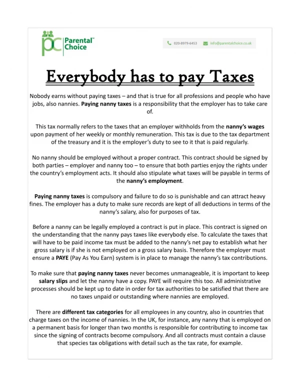 Everybody has to pay Taxes – Parental Choice Ltd