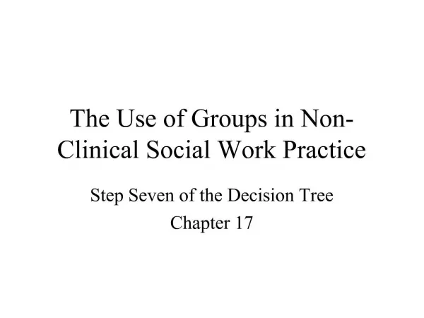 The Use of Groups in Non-Clinical Social Work Practice