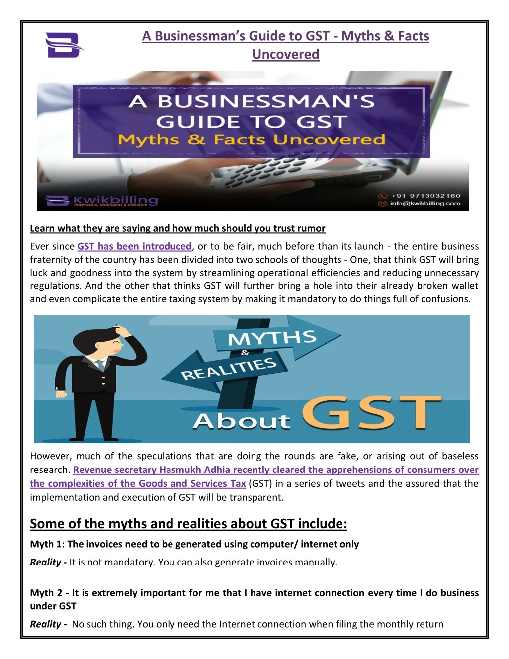 a businessman s guide to gst myths facts uncovered