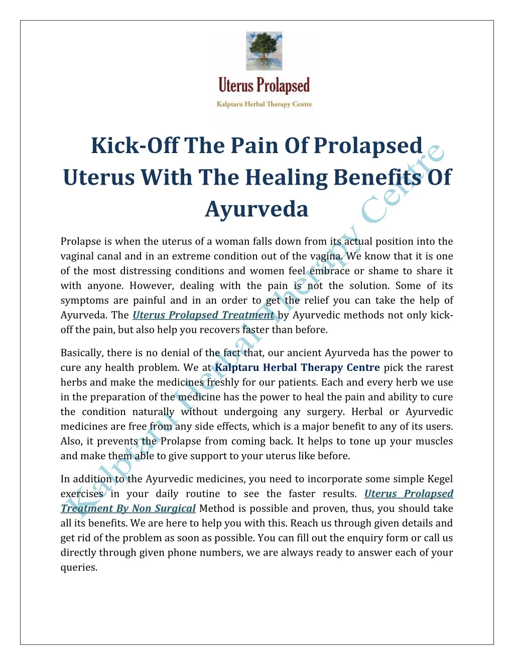kick off the pain of prolapsed uterus with