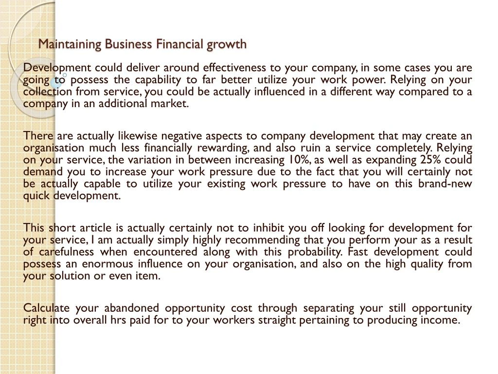 maintaining business financial growth