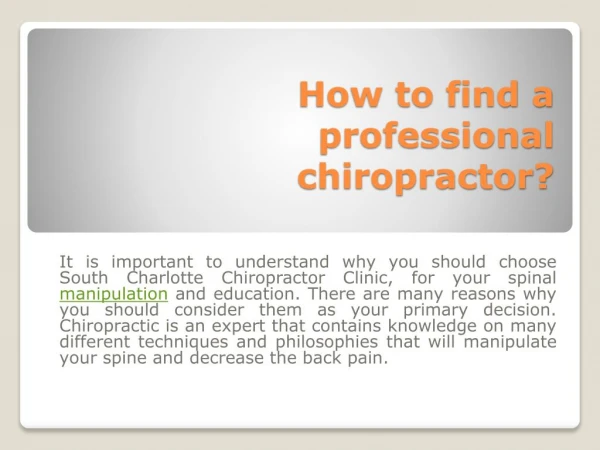 How to find a professional chiropractor?
