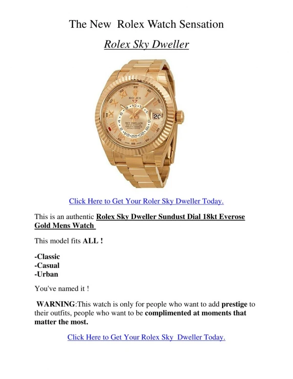 The New Rolex Watch Sensation - Rolex Sky Dweller