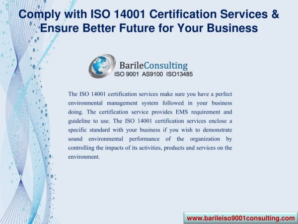 Comply with ISO 14001 Certification Services and Ensure Better Future for Your Business