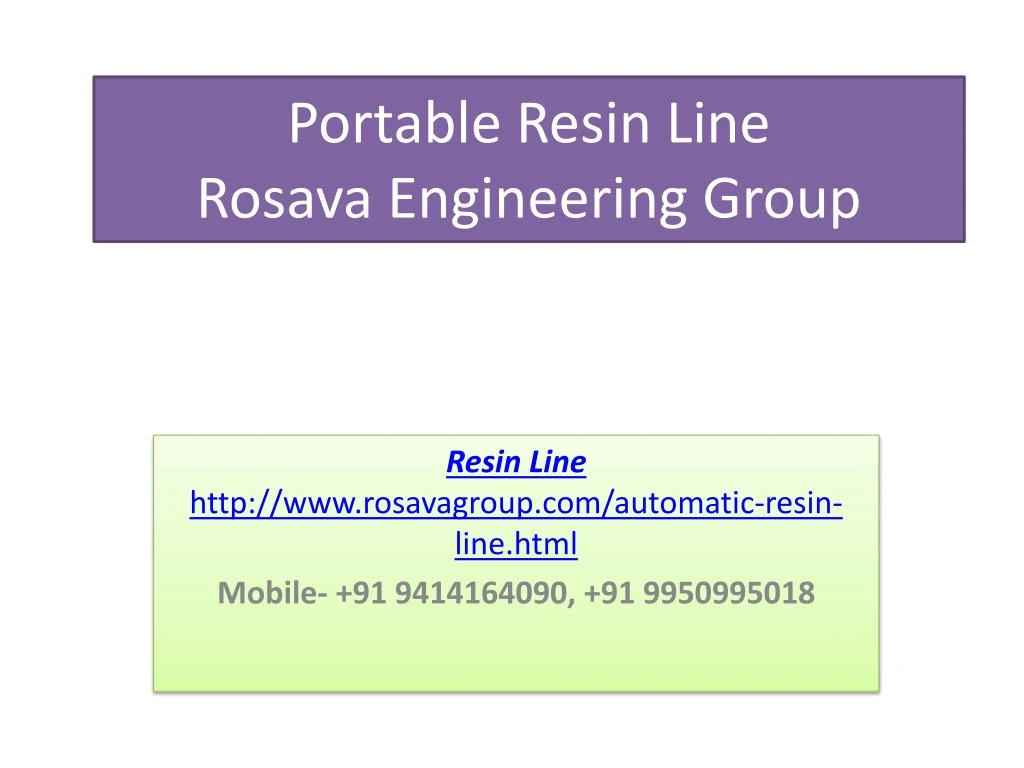 portable resin line rosava engineering group