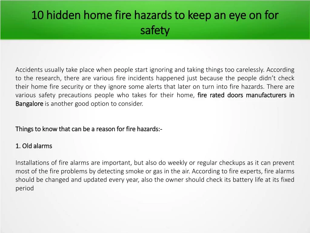 10 hidden home fire hazards to keep